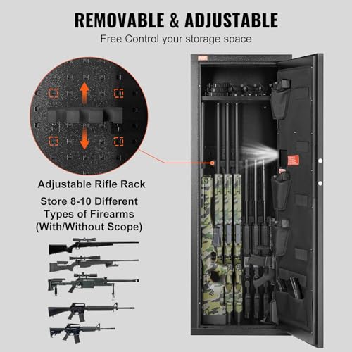 VEVOR Rifles Gun Safe, Rifle Safe with Lock & Digital Keypad, Quick Access Tall Gun Storage Cabinet with Removable Shelf, Rifle Cabinet for Home Rifle and Shotguns