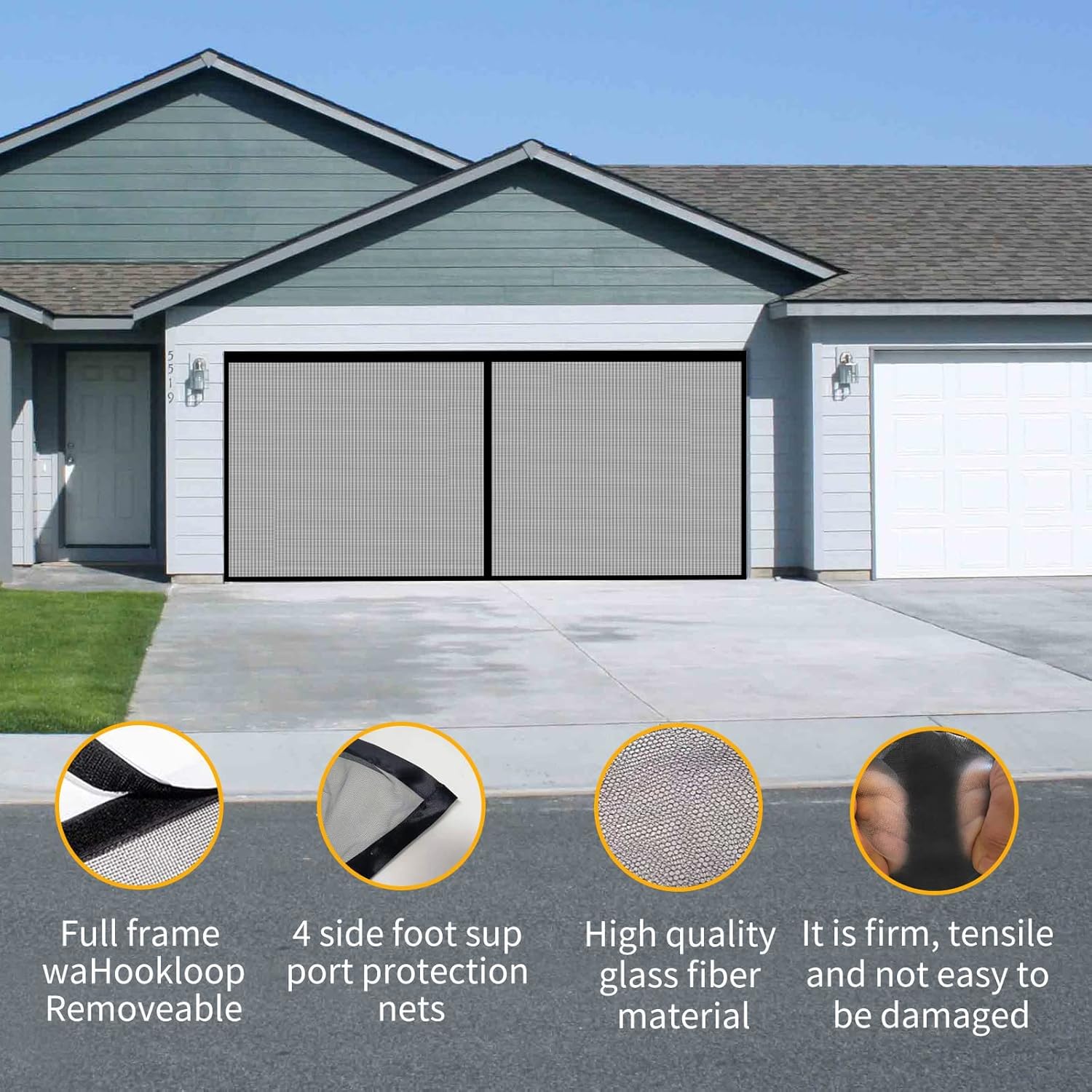 Magnetic Garage Door Screen for 2 Car,Magnetic Screen Garage with Retractable Fiberglass Mesh and Heavy Duty Weighted Bottom,Hands Free Magnetic Garage Net Screen Door,Asy Assembly Pass(156x84in)
