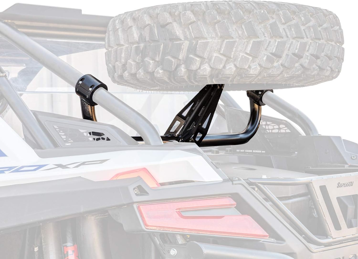 SuperATV Spare Tire Carrier for 2020+ Polaris RZR PRO XP (2-seater only) | Satin Black | Fits Up to 34” Tire with OEM Roof, 37 Tire with SuperATV Roof | Accommodates tires up to 65 pounds