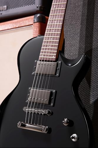 AKLOT Muti-Tone Electric Guitar with Coil-Split: Roasted Maple Neck, Flame Maple Graphic Top, Dual Humbuckers Pickups, Beginner Guitar Kit with Gig Bag, Lesson Book, Strap, Picks, Violet Venom