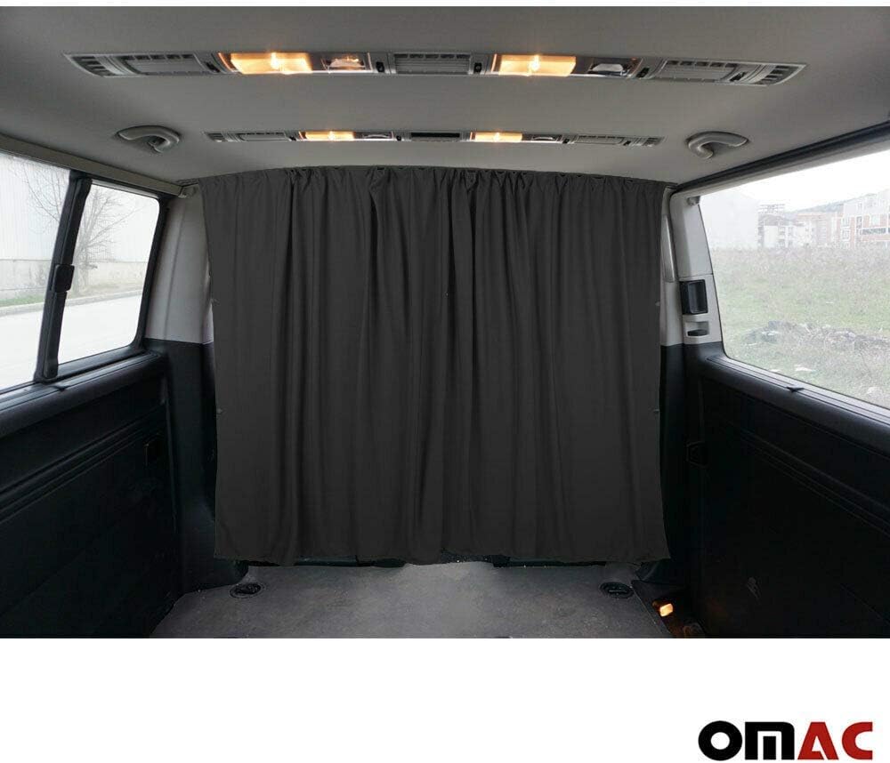 OMAC Van Cab Divider Curtains Campervan Sunshade Blinds Kit Black | Fits Mercedes Accessories 2 pcs. Curtains 1pcs. Profiles Screws (54x39 ?nch)