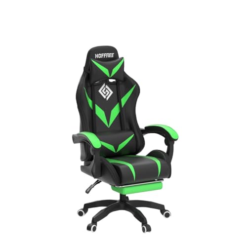 Gaming Chair with Bluetooth Speakers and RGB LED Lights Ergonomic Massage Computer Gaming Chair with Footrest Video Game Chair High Back with Lumbar Support Light Green and Black