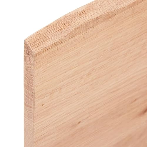 Table Top Light Brown 39.4"x15.7"x0.8" Treated Solid Wood Oak,Upgrade Your Table: Handcrafted Oak Table Top with Live Edge Charm Table Accessories