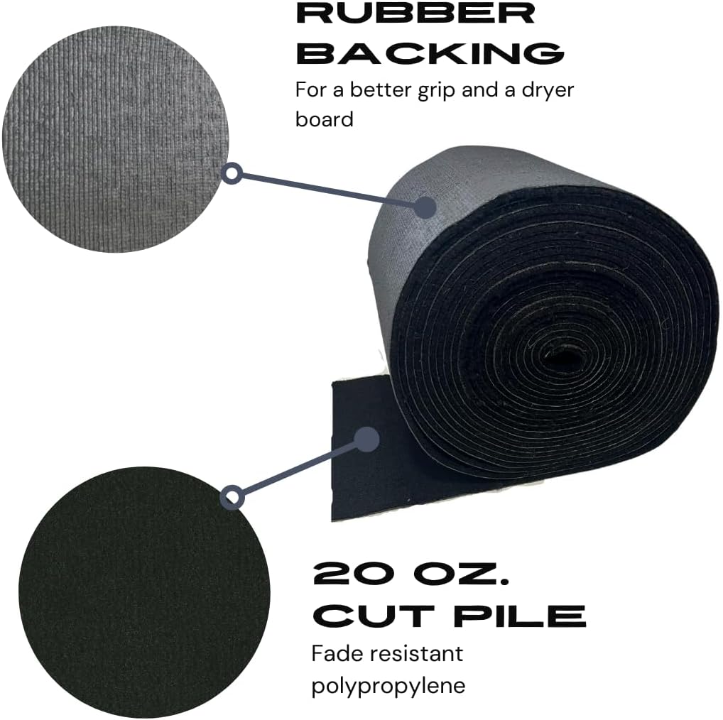 12"(in.) x 40'(ft.) 20oz Boat Trailer Bunk Carpet, Trailer Guide Carpet, Boat Padding, Marine Carpet, Boat Carpet, Black