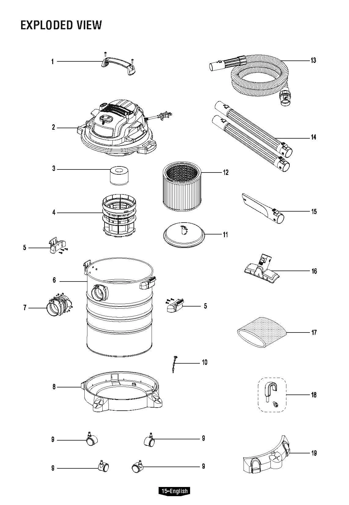 HART 6 Gallon 5 Peak HP Stainless Steel Wet/Dry Vacuum, VOC608S 3702