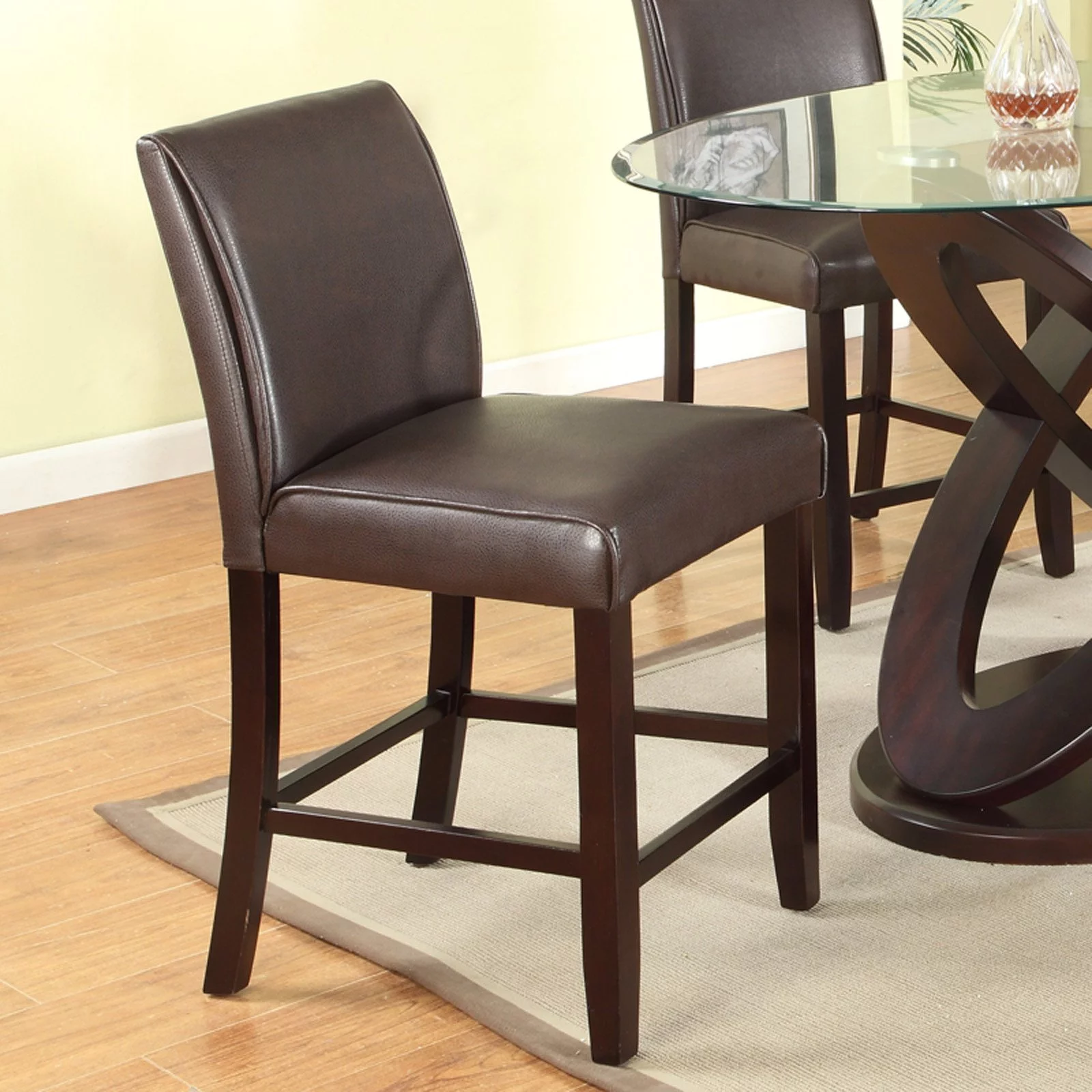 Roundhill Furniture Cicicol 5 Piece Round Faux Leather Upholstered Counter Height Dining Table Set - Curated Treasures Market