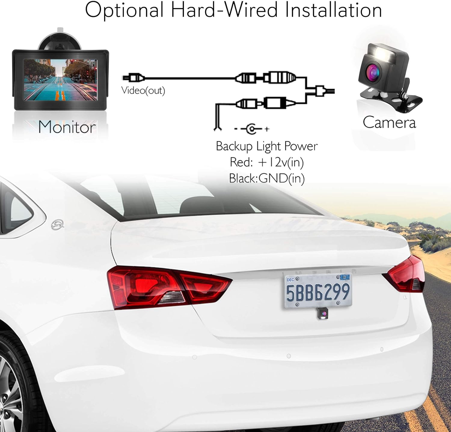Wireless Backup Rear View Camera - Waterproof Car Parking Rearview Reverse Safety/Vehicle Monitor System w/ 4.3” Video Color LCD Display Screen, Distance Scale Lines, Night Vision - Pyle PLCM4580WIR Pack of 2