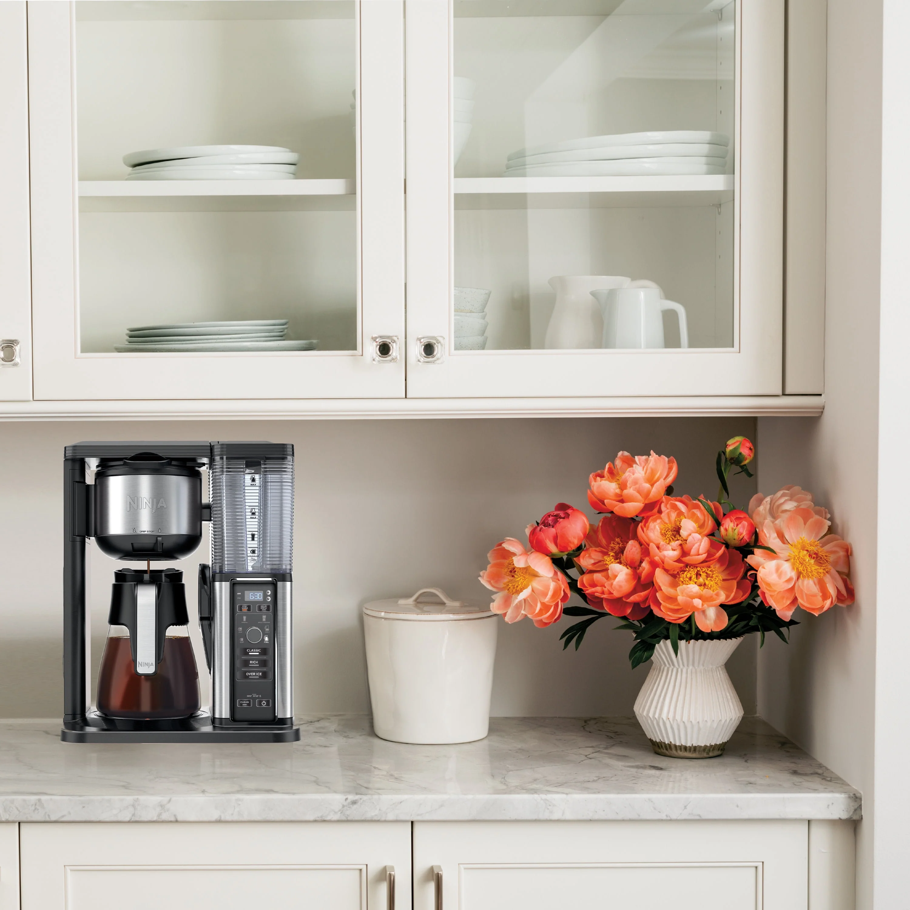 Ninja® CM300 Hot & Iced Coffee Maker, Single Serve Coffee Maker, Drip Coffee, Stainless, Glass Carafe