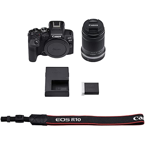 Canon EOS R10 Mirrorless Camera RF-S18-45mm F4.5-6.3 is STM Lens Kit, Hybrid Camera, 24.2 Megapixel CMOS (APS-C) Sensor, 4K Video, Vlogging Camera for Content Creators, Black