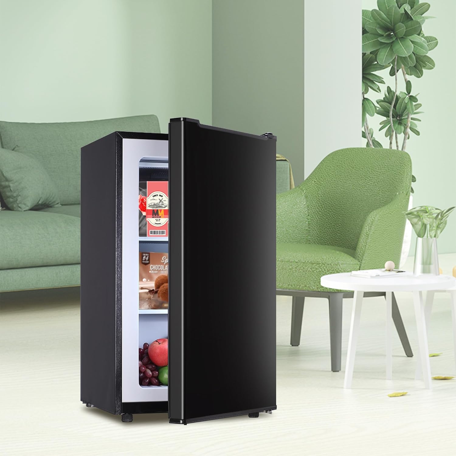 Mini Freezer, 3.0 Cu.Ft Upright Freezer, Small Freezer with 3-Layer Condenser Tube, Reversible Door, Standing Compact Freezer for Home, Kitchen, Office, Apartment(Black)