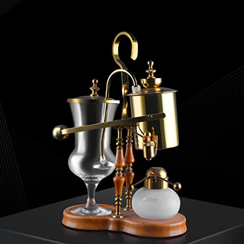 TEMKIN Cafetera Belgium Luxury Royal Family Balance Syphon Coffee Maker Siphon Brewer Elegant Design Retro Style with U handle Glass Siphon Pot for Coffee or Tea Teapots