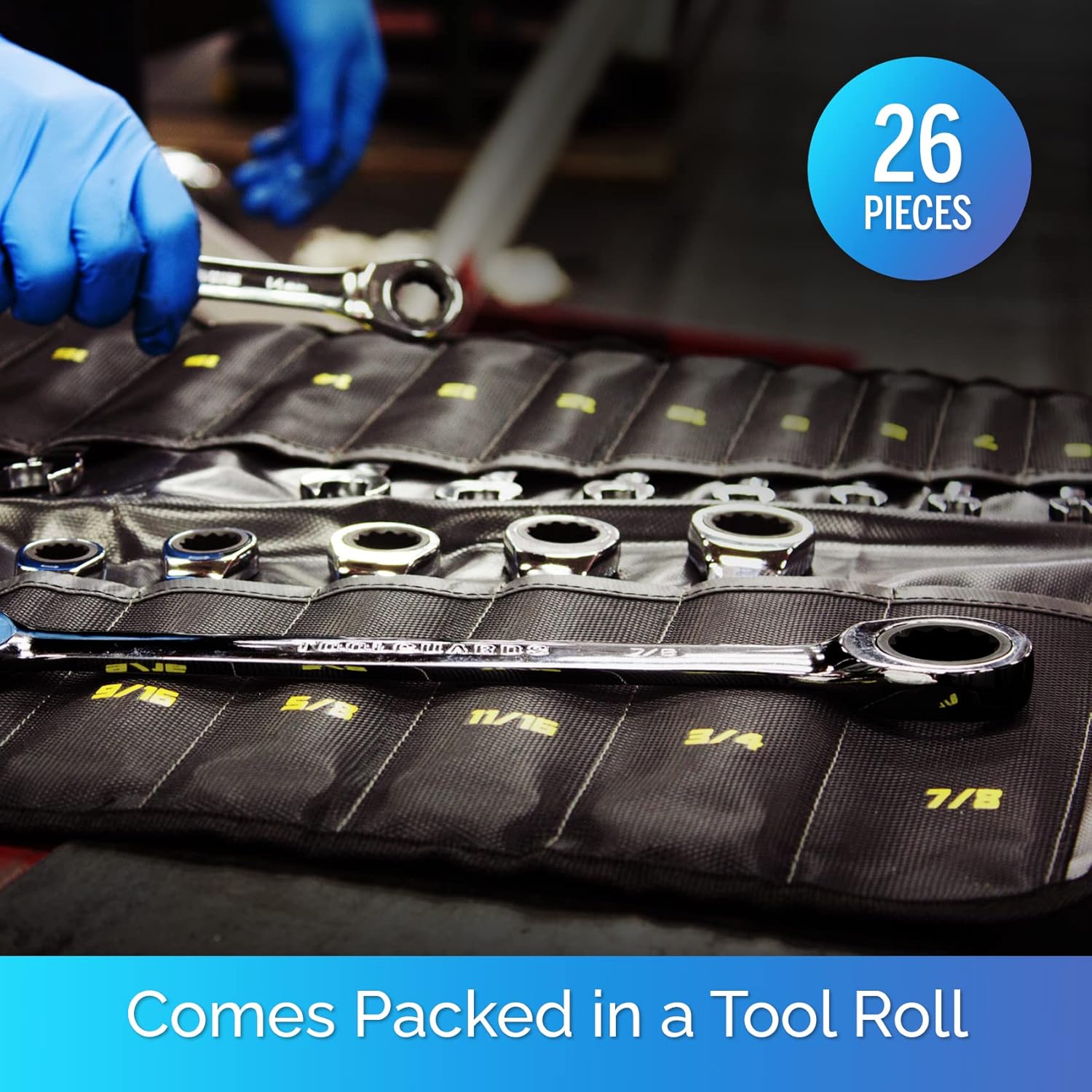 TOOLGUARDS 26 Pieces INCH/MM Ratcheting Wrench Set