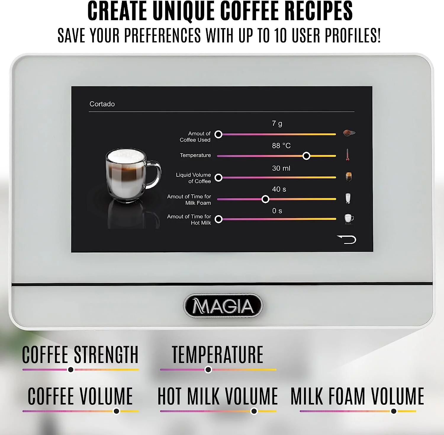 Zulay Kitchen Super Automatic Coffee Espresso Machine with Grinder and Milk Frother  - Espresso Coffee Maker - White Magia