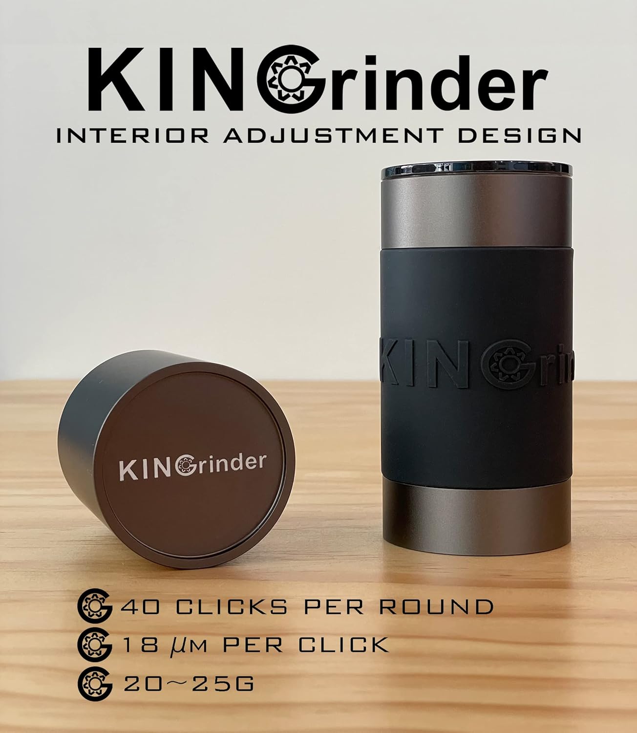 KINGrinder K1 Iron Grey Manual Hand Coffee Grinder 140 Adjustable Grind Settings for Aeropress, French Press, Drip, Espresso with Assembly Consistency Stainless Steel Conical Burr Mill, 25g Capacity
