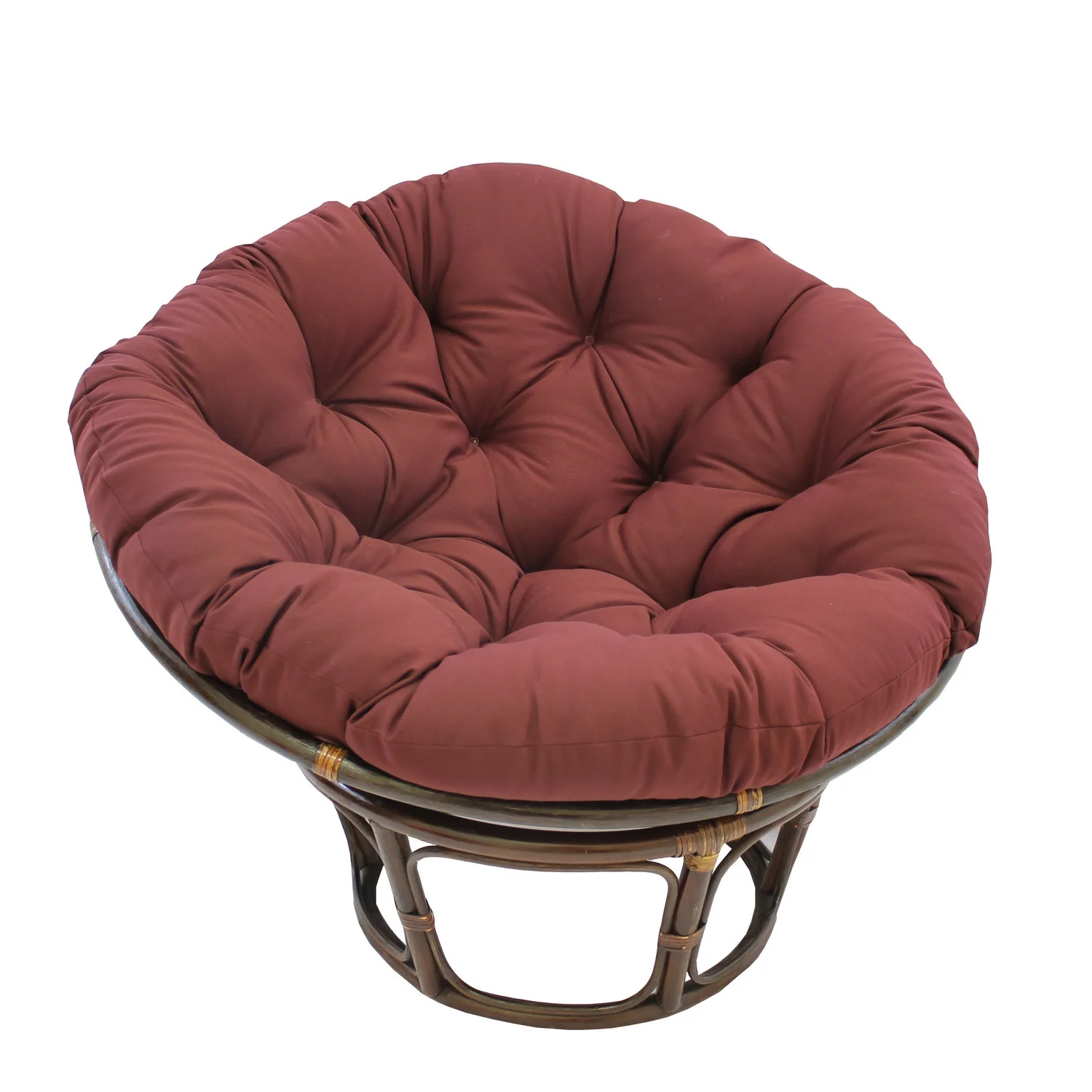 International Caravan 42-Inch Rattan Papasan Chair with Solid Twill Cushion