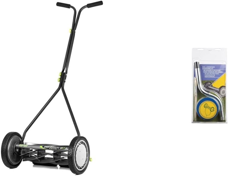 Earthwise 1715-16EW 16-Inch 7-Blade Push Reel Lawn Mower, Grey & American Lawn Mower Company SK-1 Reel Lawn Mower Sharpening Kit, Compound