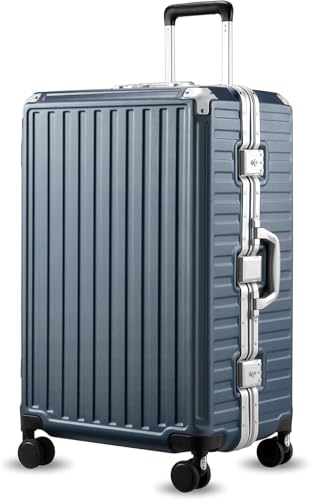 LUGGEX Aluminum Frame Luggage with Spinner Wheels, Zipperless Polycarbonate Hard Shell Carry On Luggage, 20 Inch Suitcases, Charcoal Metallic