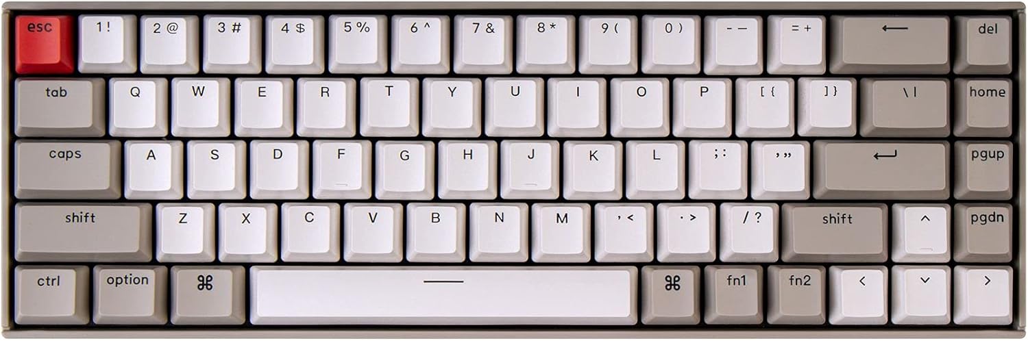 Keychron K6 68-Keys Wireless Mechanical Keyboard for Mac, 65% Compact, Bluetooth, Multitasking, Type-C Wired Gaming Keyboard for Windows Non-Backlit with Keychron Red Switch
