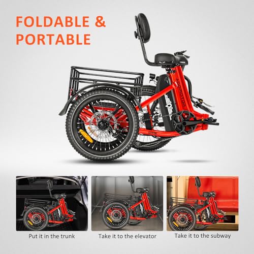 ADDMOTOR CITYTRI E-310 Electric Trike for Adults, 750W, Folding Electric Tricycle, 48V 20Ah, 90MI, 380lbs, 3 Wheel Electric Bikes, Step Through Etrike, Parking Brake, Rear Motor & Differential