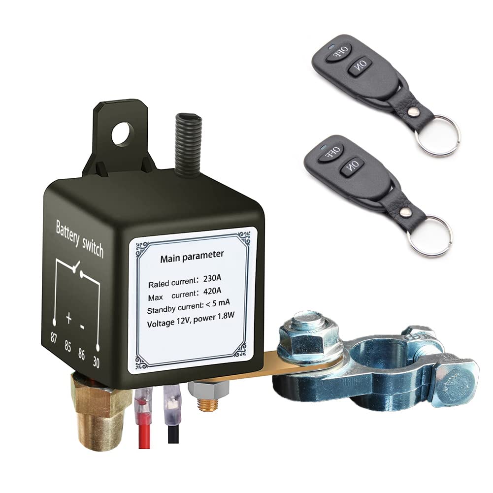 DC12V Remote Battery Disconnect Switch, Auto On Off Kill Switch for Car,12v Remote Control, Battery Disconnect Switch, Remote Battery Terminal,Remote Control Relay,car Battery Switch Pack of 2