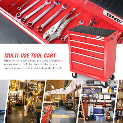 DNA MOTORING 7-Drawer Rolling Tool Cabinet Chest with Keyed Locking System Non-Slip Mat, for Garage Warehouse Workshop, Green, TOOLS-00399