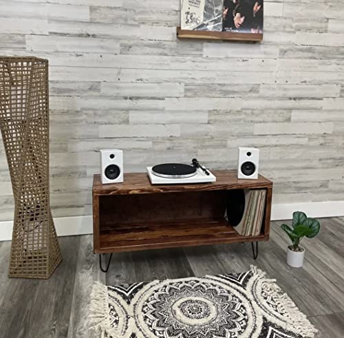 Vinyl Record Storage Furniture | Record Player Stand | Media Console | Tv Stand | Record LP Storage | Turntable Stand (65, Honey)