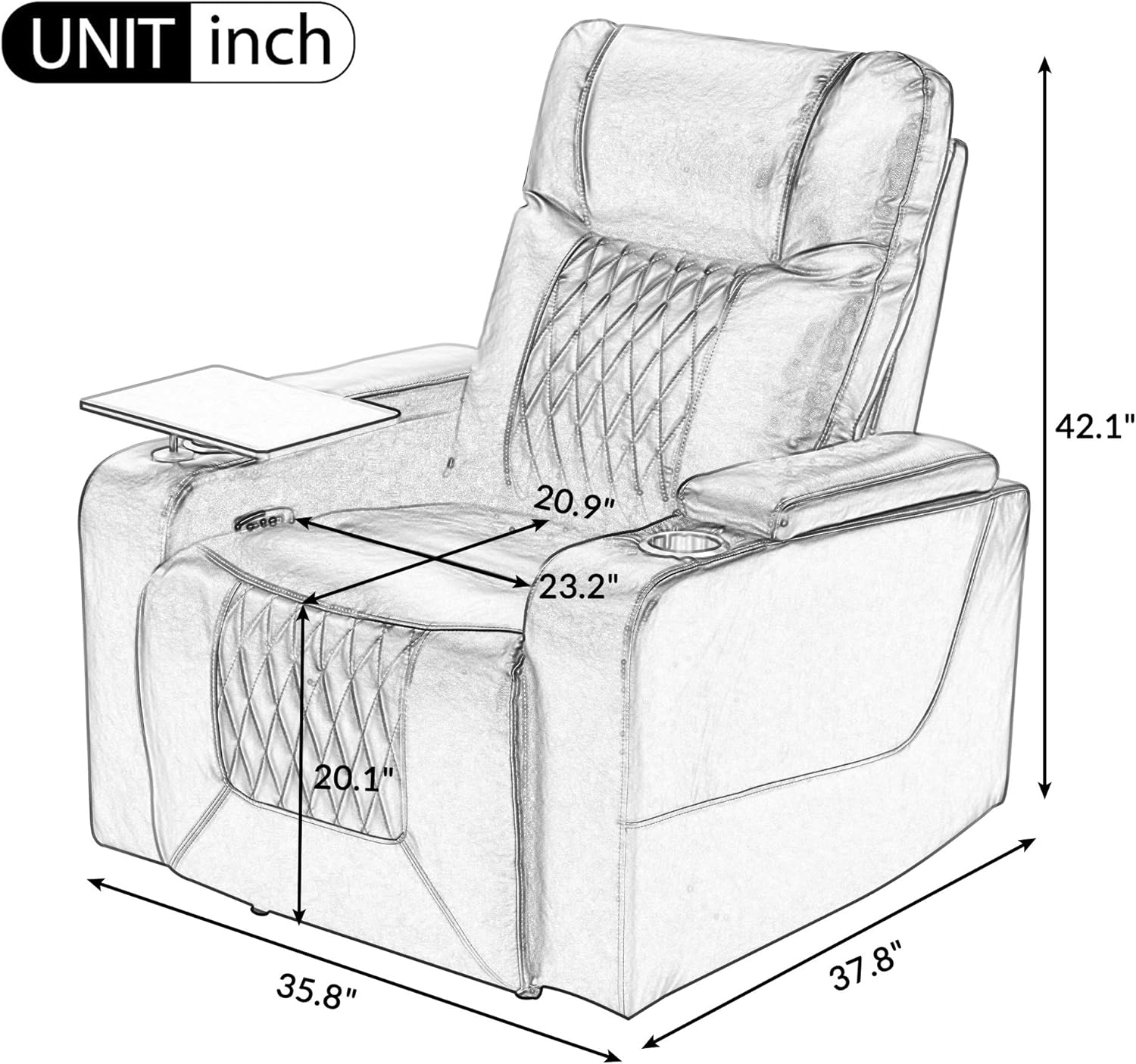 Power Motion Chair with USB Charging Port and Hidden Arm Storage 2 Convenient Cup Holders Design and 360° Swivel Tray Table,Assisted Reclining Furniture for Elderly & Disabled, Brown