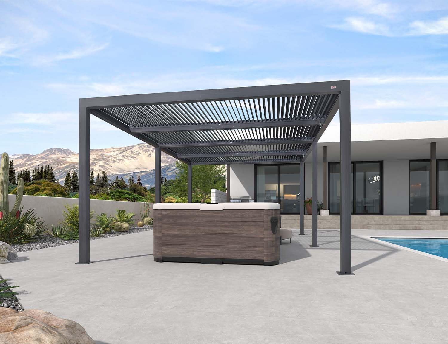 PURPLE LEAF Louvered Pergola 12' x 20' Outdoor Aluminum Pergola with Adjustable Roof for Deck Backyard Garden Grey Hardtop Gazebo