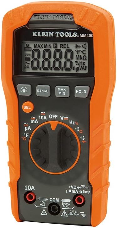 Klein Tools Digital Multimeter, Auto-Ranging, 600V MM400 Pack of 2