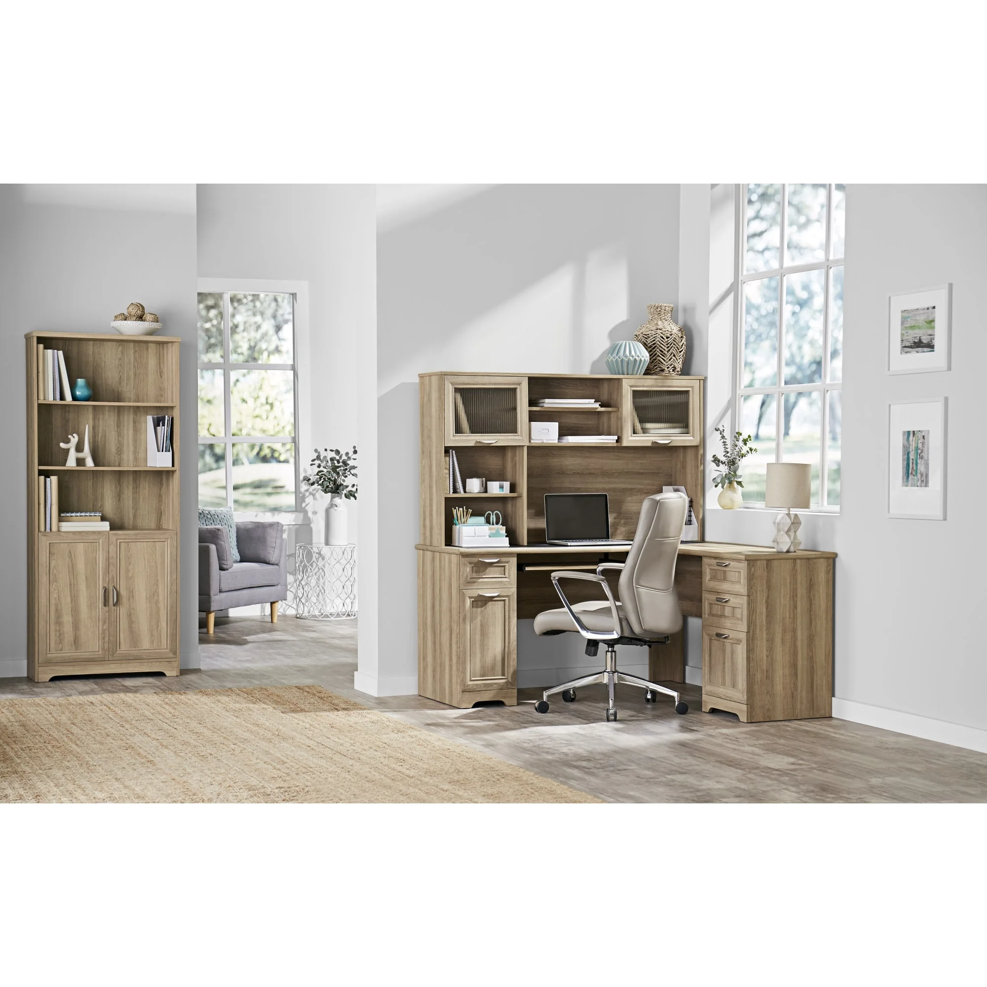Realspace® Magellan 59"W L-Shape Corner Desk, Blonde Ash