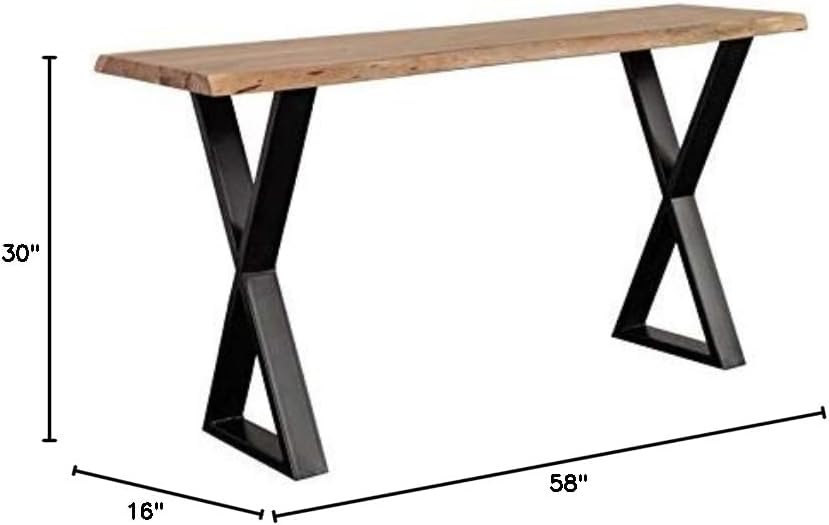 Hawthorne Collections Helena Live Edge Solid Acacia Wood Console Table - Natural