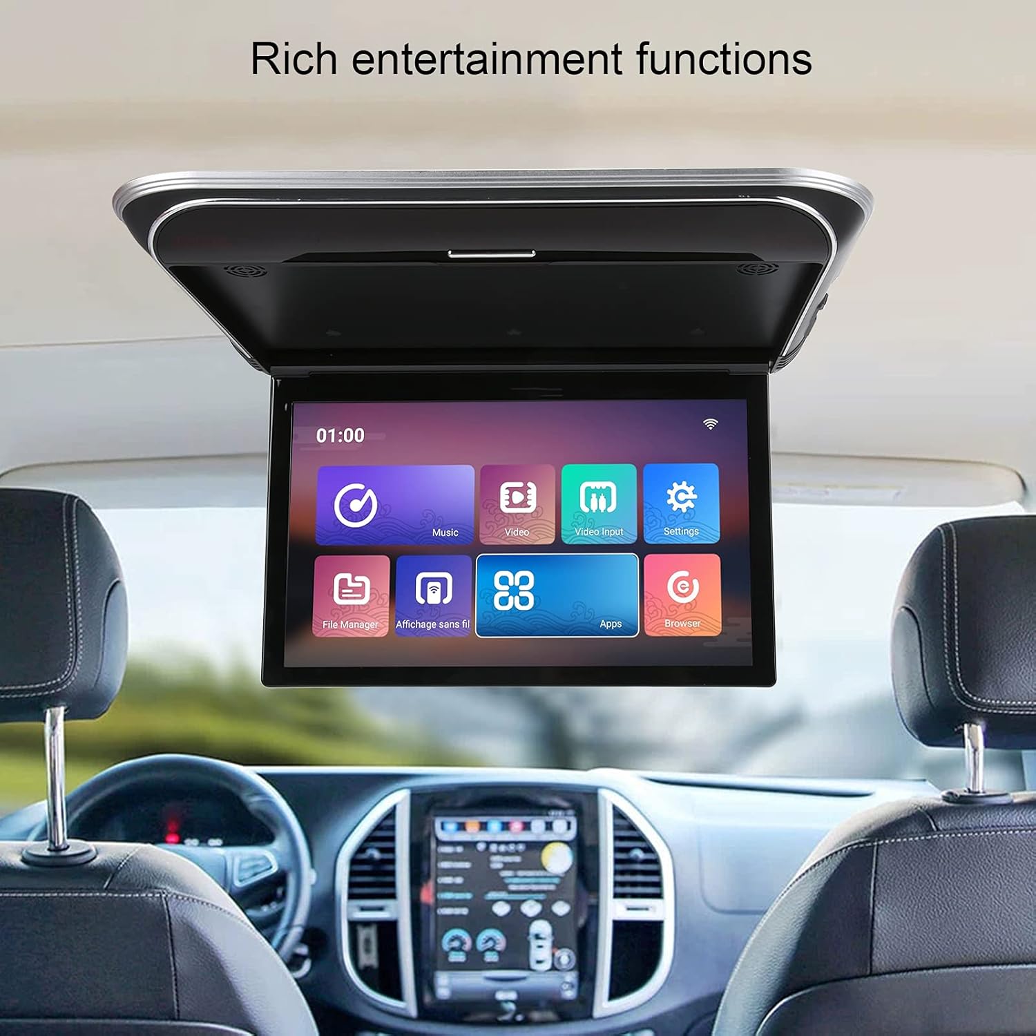 Car Roof Monitor,15.6in Car Roof Monitor for Bus Full Format Player MP5 1080P with USB HD Input Atmosphere Lighting