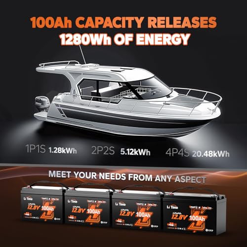 LiTime 12V 100Ah Trolling Motors Lithium Battery, Group 31 Bluetooth LiFePO4 Battery | Low-Temp Protection | 100A BMS | Bluetooth 5.0 | Perfect for Marine, Boat, RV, Home Energy Storage