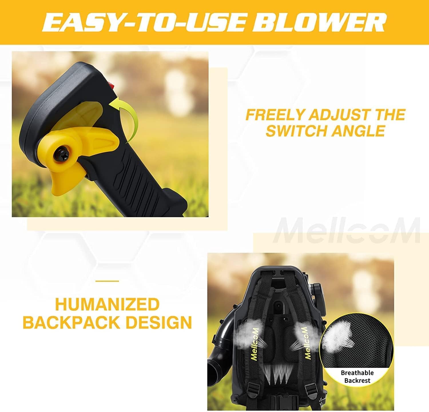 DNYKER Backpack Leaf Blower, 52cc 2-Cycle Gas Leaf Blower, 650 CFM Cordless Handheld Leaf Blower with Nozzle Extension for Lawn Care, Snow Debris and Dust Removal
