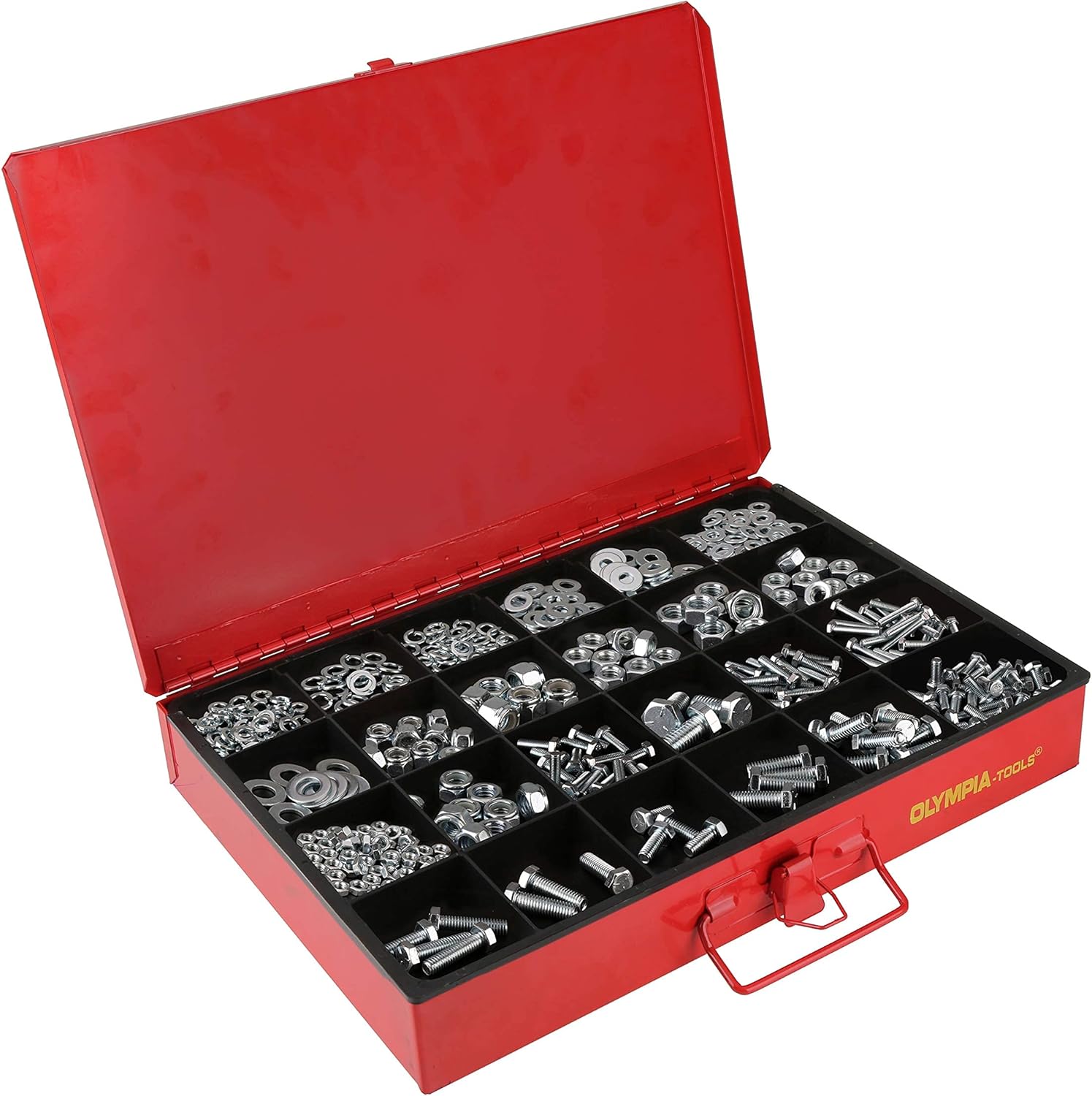 Olympia Tools 90-806 4-Drawer Hardware Organizer includes 2500-pieces Small Hardware, black/red