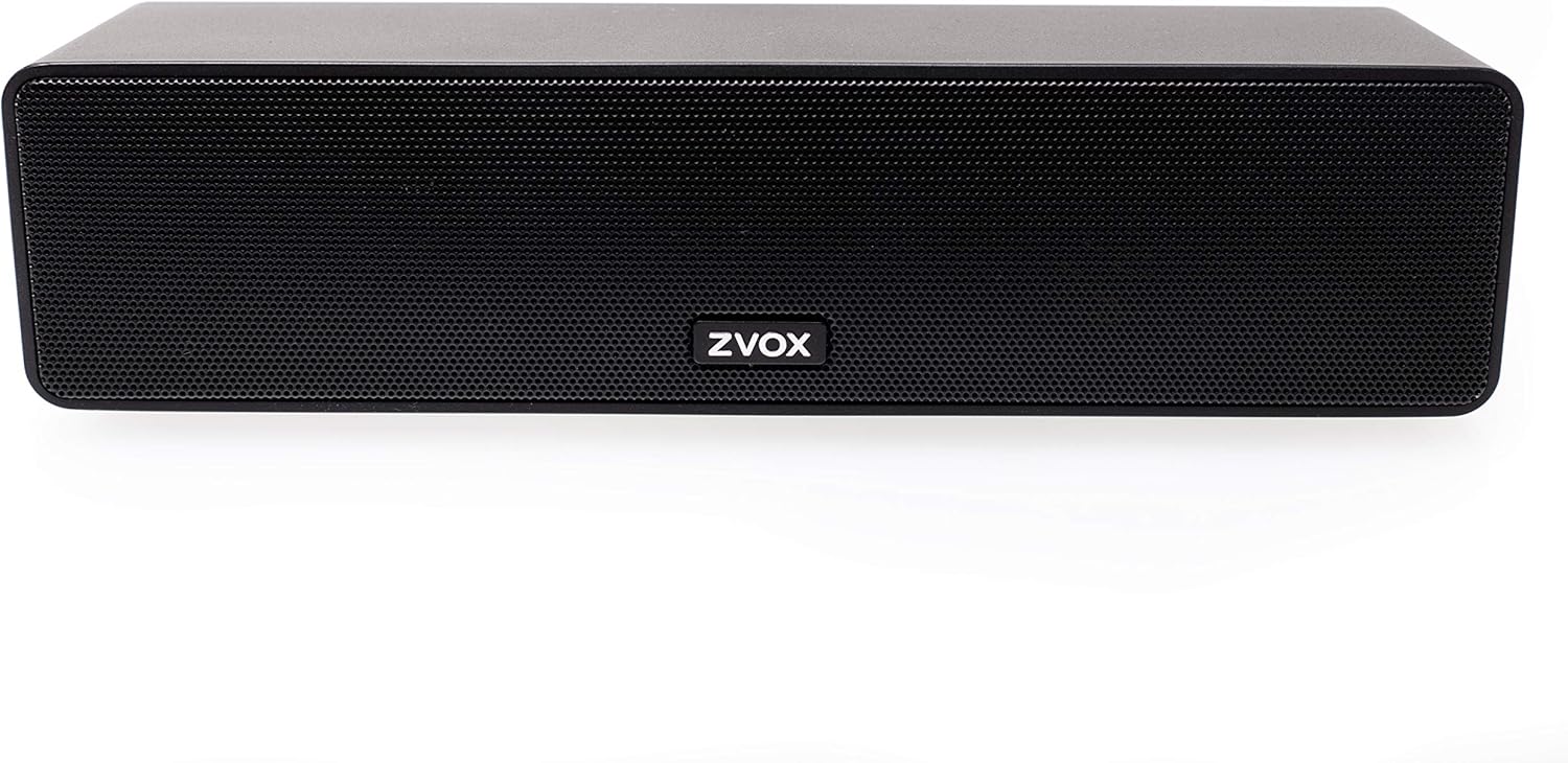 ZVOX Dialogue Clarifying Sound Bar with Patented Hearing Technology, Six Levels of Voice Boost - 30-Day Home Trial- AccuVoice AV100- Black