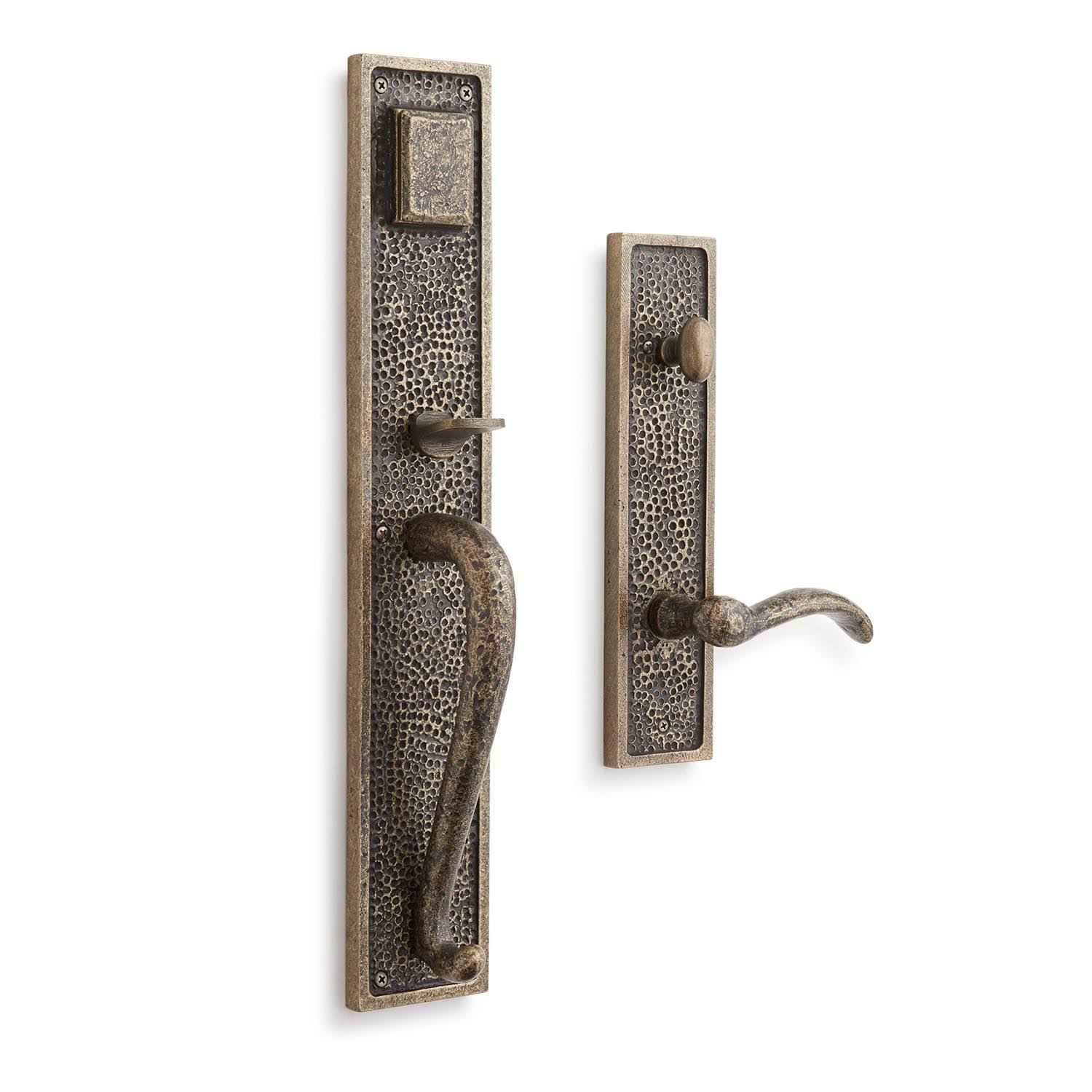 Traeger Solid Brass Entrance Door Set - Lever Handle - 2-3/4x22 Backset - Left Hand - Satin Brass | Signature Hardware 441344