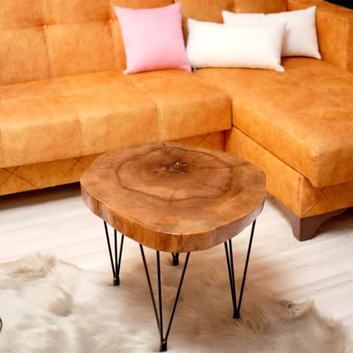 Custom Walnut Live Edge Coffee Table, Solid Wood Table, Round Coffee Table, Wooden Side Table, Rustic Furniture, Unique Mid Century Modern (24" (60 cm))