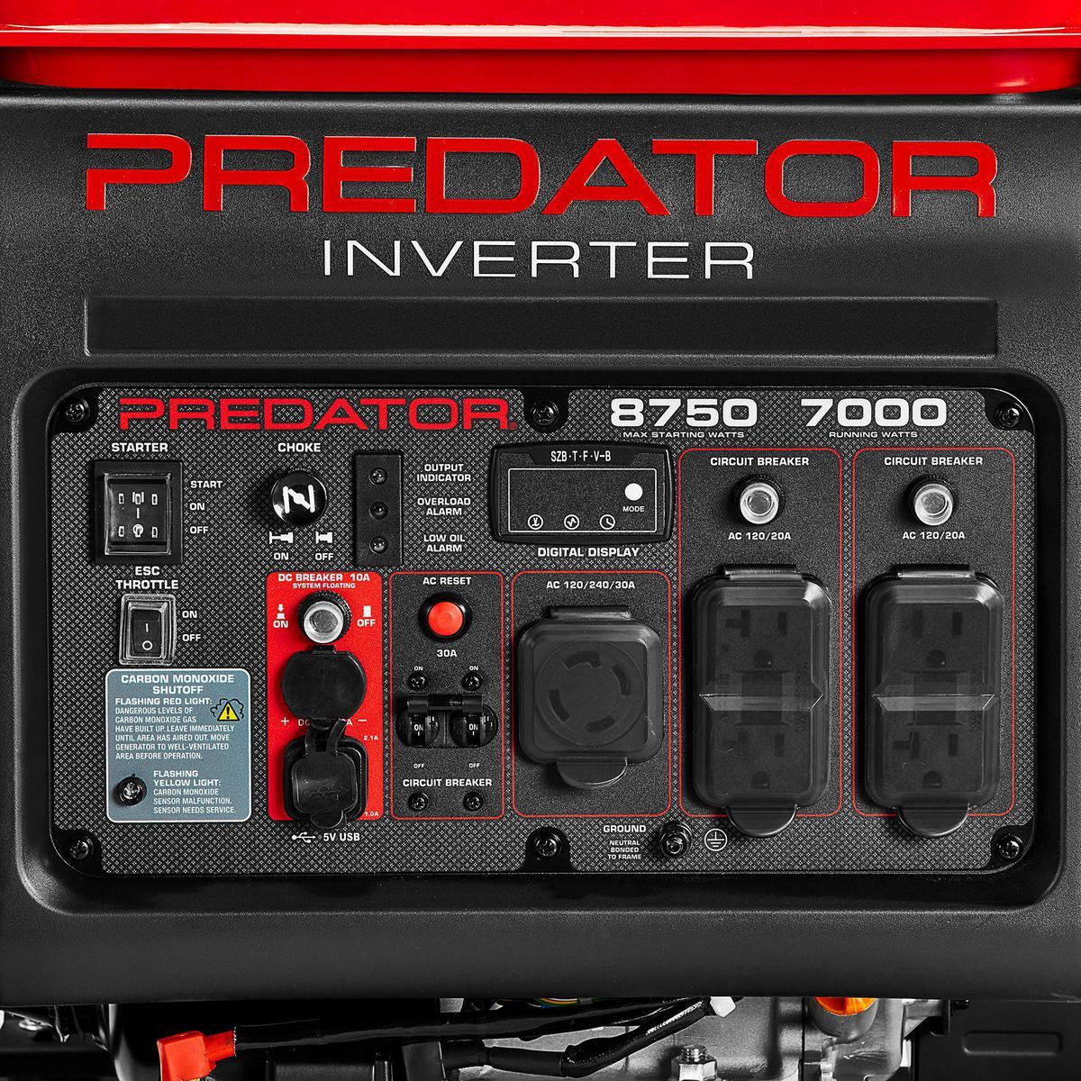 PREDATOR 8750 Watt Open-Frame Inverter Generator with CO SECURE Technology, EPA