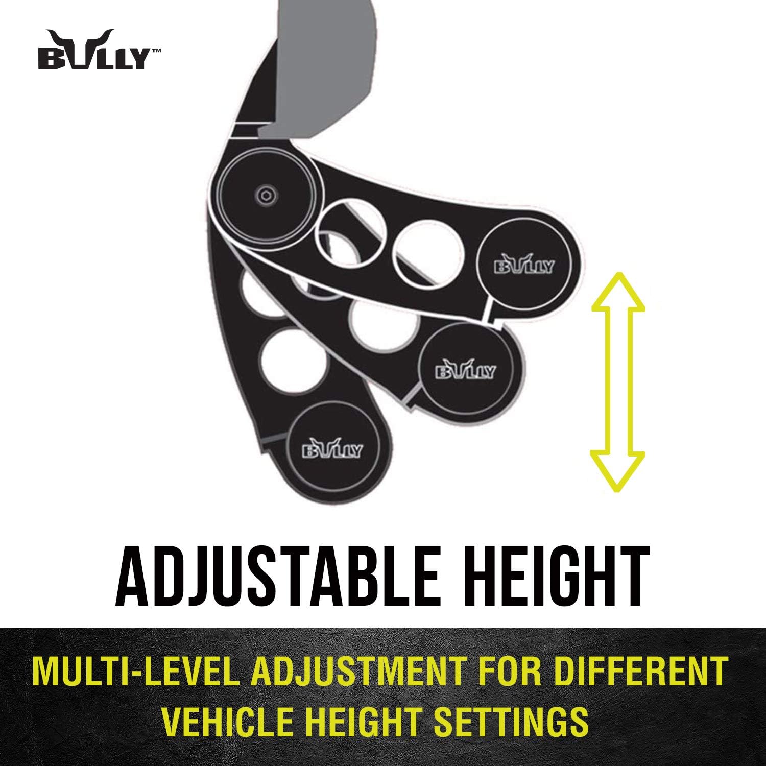 Bully BBS-1101S Black Bull Series Universal Truck Aluminum Adjustable Side Hoop Step Single Piece Black Powder Coated Includes Mounting Brackets - Fits Various Trucks from Chevy (Chevrolet), Ford, Toyota, GMC, Dodge RAM and Jeep Pack of 2