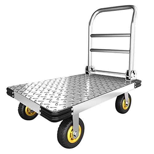 Platform Truck Cart 1000LBS Chinco Star Folding Push Cart Dolly Portable Moving Dolly Cart with 360° Swivel 5'' Wheels Heavy Duty Foldable Flatbed Cart for Hand Moving 2022 Upgrade (35L x24W x40H in)