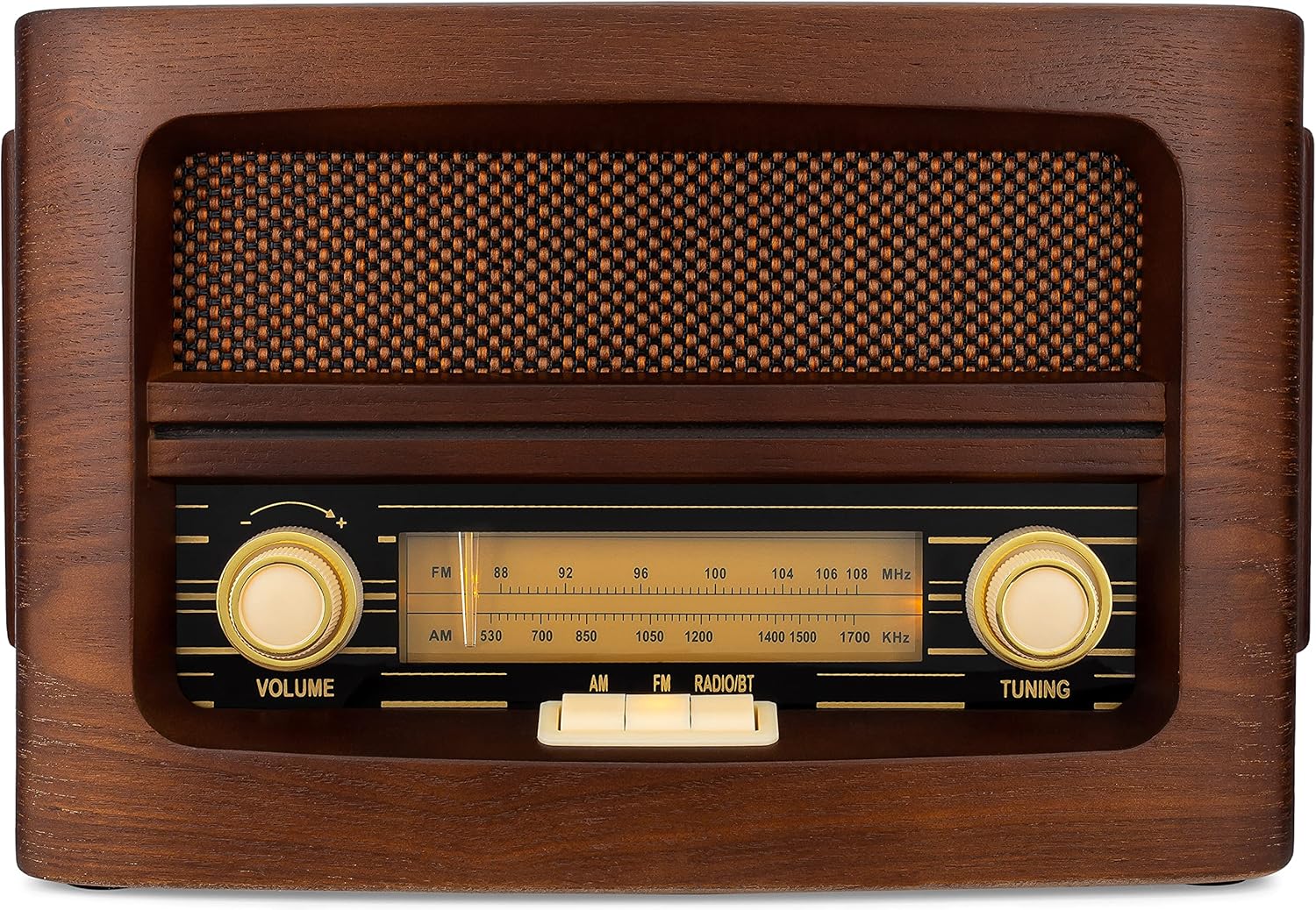 ClearClick Classic Vintage Retro Style AM/FM Radio with Bluetooth, Aux-in, & USB - Handmade Wooden Exterior Pack of 2