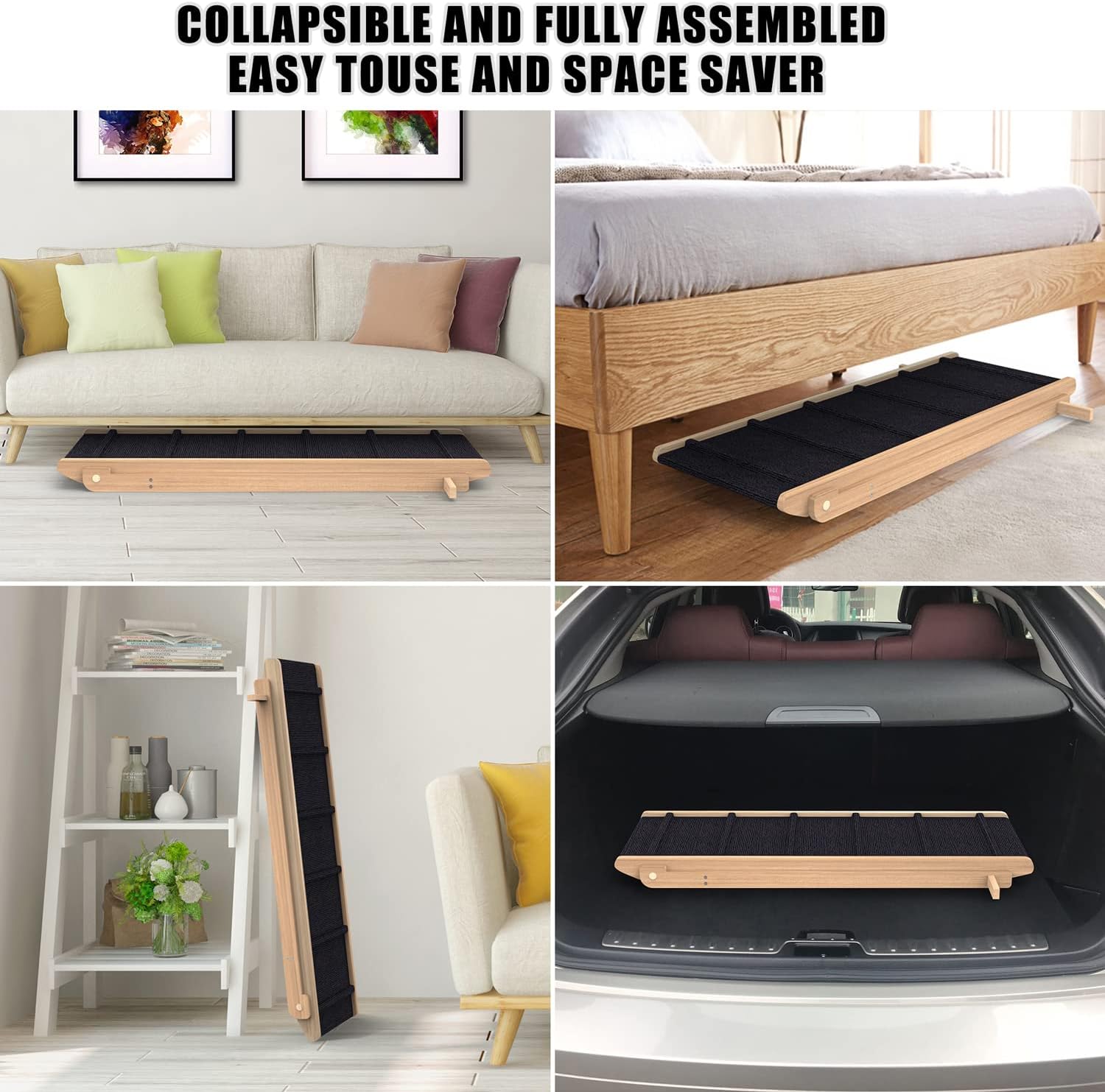 Adjustable Dog Ramp for All Dogs and Cats - Folding Portable Pet Ramp for Couch or Bed with Non Slip Paw Traction Mat, 40”Long and Height Adjustable from 10”to 24” - Up to 250 Lbs