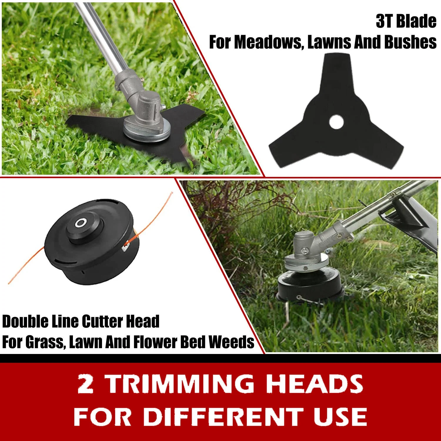 42.7cc Gas Weed Wacker, 2 in 1 Weed Eater 2-Cycle Gas Powered Grass Trimmer, Adjustable Straight Shaft Gasoline Powered Weed Eater, Brush Cutter and Gas String Trimmer, Gas Power