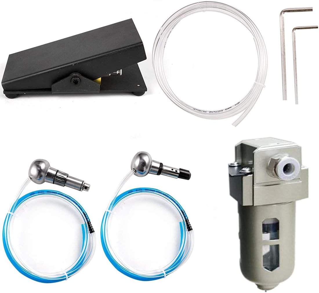 Dual-Head Pneumatic Jewelry Engraver Machine 110V 60Hz Pneumatic Hand Engraving Machines 400-8000 RPM Pneumatic Graver Handpiece Micro Engraer for Jewelry Crafts and Wrought Iron