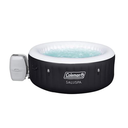 Coleman SaluSpa Miami AirJet 2 to 4 Person Round Inflatable Hot Tub Portable Outdoor Spa with 120 Soothing AirJets and Insulated Cover, Black