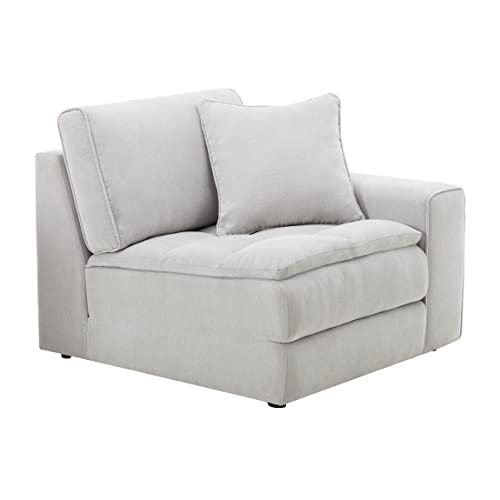 Roundhill Furniture Breton Modular Sectional Sofa Couch for Living Room, L Shape+Ottoman, 7-Piece, Oyster Grey