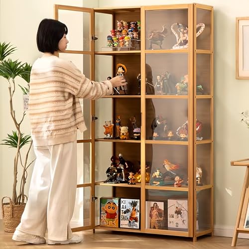 Curio Display Cabinet, 5-Tier Storage Shelves with Acrylic Glass Door, Collectibles Toy Organizers Rack & Display Shelf, Kids Bookshelf and Bookcase for Playroom, Bedroom