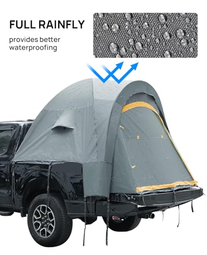 JoyTutus Pickup Truck Tent, Waterproof PU2000mm Double Layer for 2 Person, Portable Truck Bed Tent with Removable Awning, 5.5ft-6ft Camping Preferred - Green