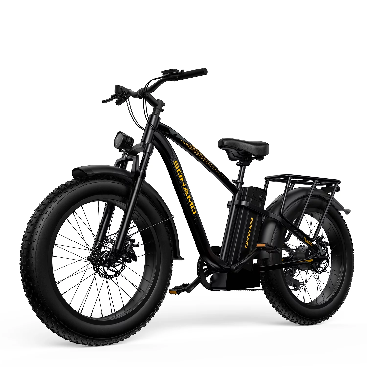 SOHAMO Electric Bike for Adults 26''x4'' Fat Tire, 750W Mountain E-bike 48V 15Ah Removable Li-Ion Battery, Shimano 7 Speed Gears, Beach/Snow/ Road Bike